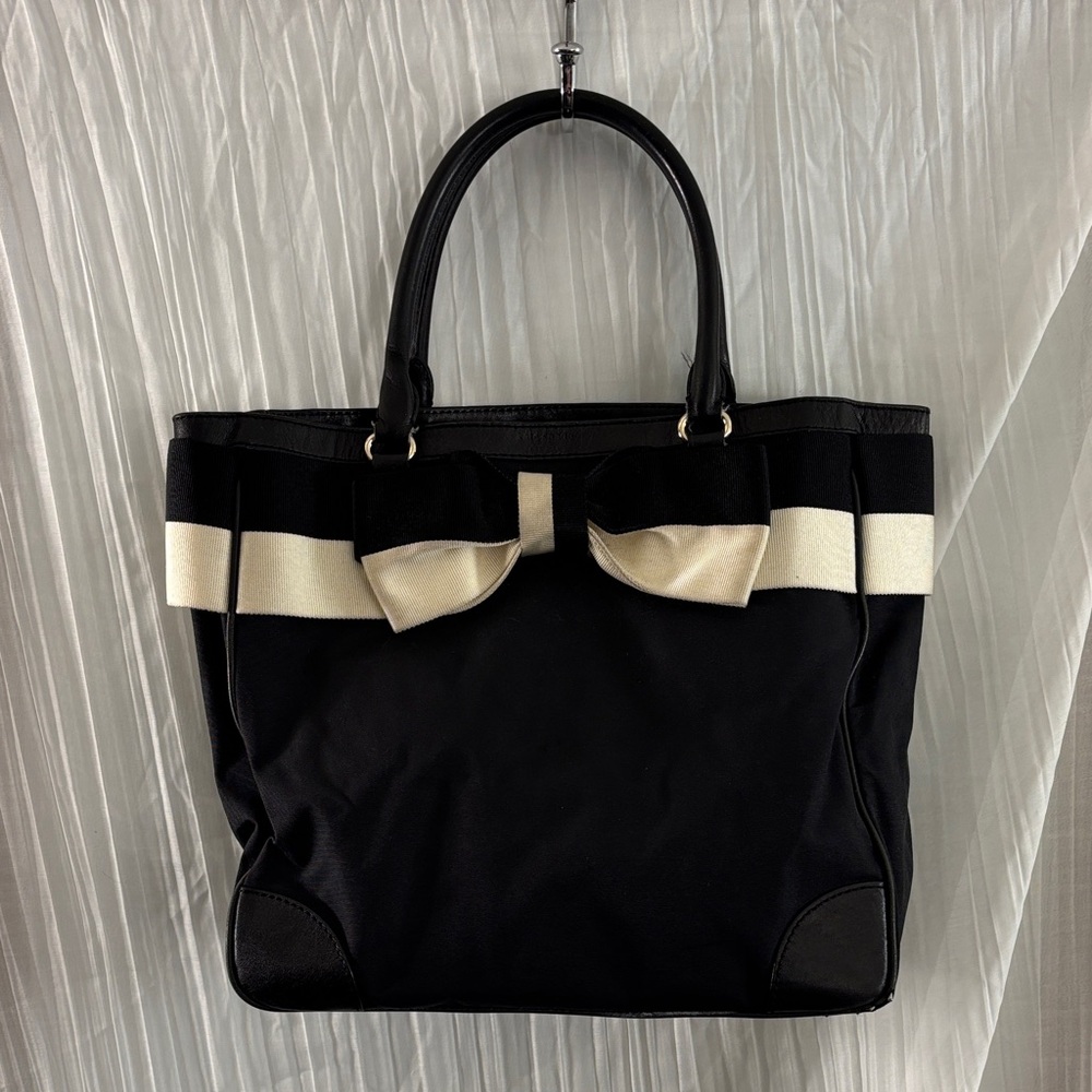 Kate Spade Elegant Bow black leather Tote Bag